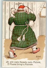 10675250 - sign. A. Stolz Sei still Hansele mein Michele Tuerke im Bademantel