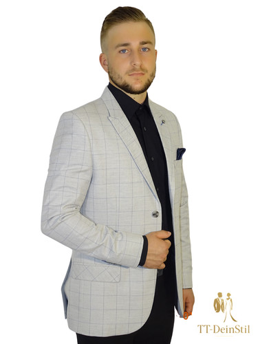 Herren sakko hellgrau - hellgrau, kariert