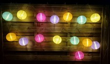 Amare Lichterkette mit 15 XXL Lampions 15cm mit Timer Bunt Strombetrieben