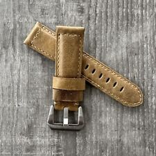 Für Officine Panerai Pam 24mm Vintage Hellbraun Leder Uhr Armband