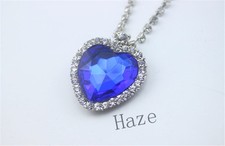 Titanic Rose Herz des Ozean-Saphirs Blau Kristall Halskette Anhänger NEU
