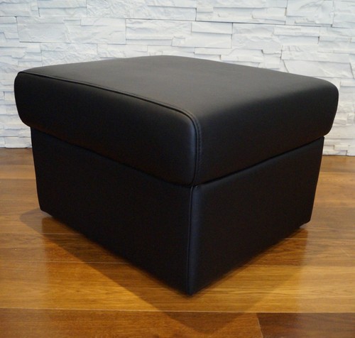 Schwarz echt leder hocker mit - schwarz,