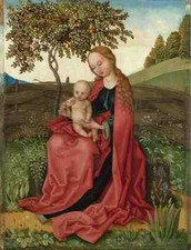 Stil von Martin Schongauer Die Jungfrau und Kind im Garten A4 Druck