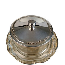 Schöne Kristallglas Schale Zucker  Bonboniere versilbert WMF Straussenmarke