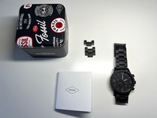 Fossil Herren-Armbanduhr JR1401 Chronograph Analog Quarz Edelstahl Schwarz 50 mm