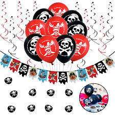 Piraten Party Deko Set - Piraten Girlande Ballons Augenklappen Spiral Girlanden