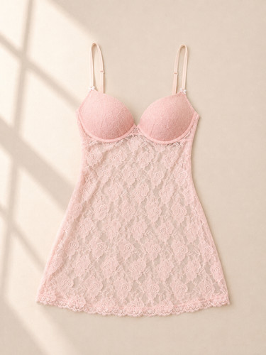 Damen negligé babydoll - negligé, rosa