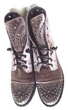 ALMA EN PENA Stiefeletten taupe, Samt Metall Schmucksteine, Größe 39