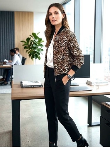 Leopard print bomber jacket - leopard,