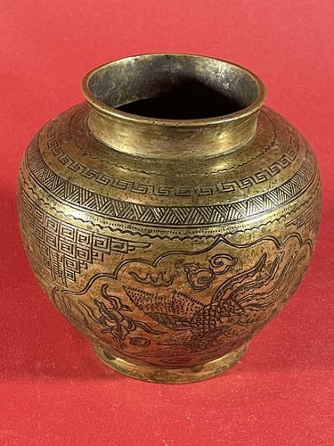 China metall vase phönix - vase,
