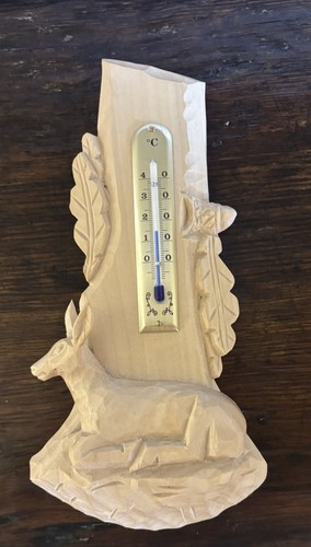 Thermometer reh handgeschnitzt - thermometer,