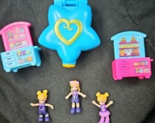 Polly Pocket 2017 mini Mattel blau Stern Beach Time mit 3 Figuren 2 Schränken