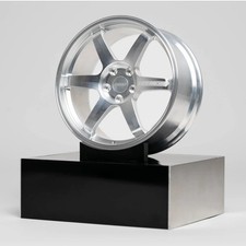 Miniaturfelge 1:5 aus Aluminium – Rays TE37 in Silber –  Deko Felge JDM 