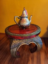 Orientalischer/ Indischer kleiner / niedriger Teetisch aus dunklem Holz 