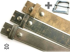 Wechselgürtel ohne Schließe Druckknopfgürtel abgenäht Leder Gürtel 3 Farben 4 cm