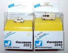 "N" Viessmann 2003 + 2040  VW Käfer Notartz + MB Krankenwagen m. Blinklicht OVP.