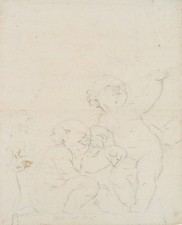 Zwei Putten, um 1650, Kreide