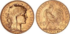 Frankreich - Republik 20 Francs Gold 1914 Marianne prägefrisch   134498
