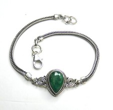 Smaragd Armband 925 Silber facettierter Edelstein Tropfen UNIKAT - NEU -