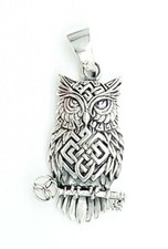 Eule Mond Silber Amulett Keltenschmuck Anhänger Pendant 925 Celtic Kette Owl