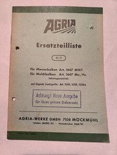 Agria Ersatzteilliste 8/3 Messerbalken 1647 MNT/Mulchbalken Zusatzgeräte v. 1966