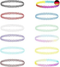Soleebee 12 Stück Tattoo Choker Halskette Set Mode Stretch Gothische Elastische 