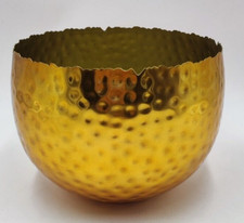 Blumentopf Metall gehämmert goldfarben Blatt Design 22cm x 17cm Leaf 7307 Pflanz