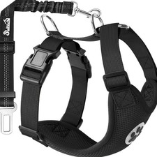 Hundegeschirr mit Sicherheitsgurt M für Auto atmungsaktives Latex-Netz schwarz