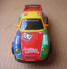 Slotcar Porsche mit Licht "Harlekin" bunt Länge ca. 9,5cm 1:32 oder 1:43 ???