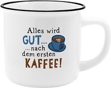 GRUSS & CO Becher Motiv Alles wird gut New Bone China Porzellan Kaffee B-WARE
