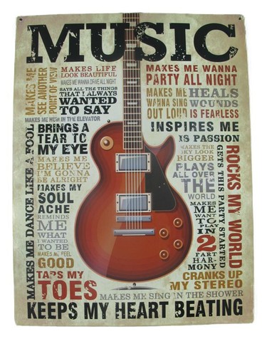 Blechschild music gitarre - "music",