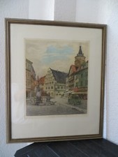 KITZINGEN - FARBLITHO - SIGNIERT - GERAHMT, VERGLAST - PASSEPARTOUT