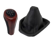 Schaltknauf Holz-Optik 5 Gang Schaltsack Echtleder Schwarz Hebel für BMW 5er E39