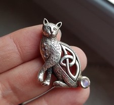 Silber 925 Mondstein Katze -