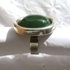 Großer Ring von FS Franz Scheuerle, 925 Silber, Jade, Vintage, 60er