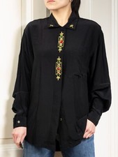 LEVANTÉ 100% Seide Bluse Gr. S M / 38 40 42 silk blouse hemd tunika schwarz