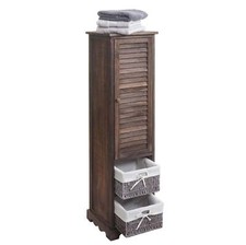 B-Ware Badezimmerkommode MCW-H20, Badregal, 120x27x29cm Massiv-Holz shabby braun
