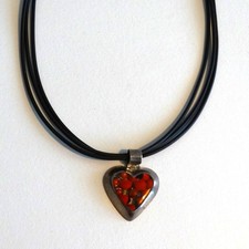 KAUTSCHUK-KETTE mit 925/SILBER ANHÄNGER MIT NATUR-DEKORATION