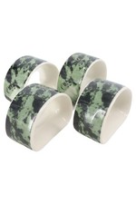 VILLEROY & BOCH Serviettenringe Porzellan Grün Schwarz Elegant 4er Set