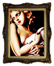 De Lempicka woman with dove art Bild 50x40 mit Rahmen A5LT1