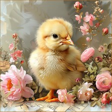 Deko Bild Küken Blumen Shabby