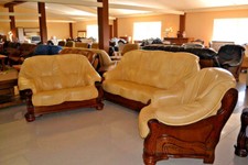 ECKSOFA 2+E+3 ECHTLEDER SET 3-2-1 SITZER SCHLAFSOFA COUCHGARNITUR SESSEL CLASSIC