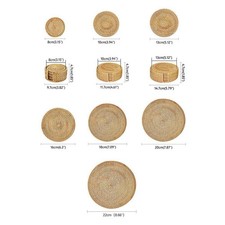 Natürliche Rattan Hand Gesponnene Runde Tischset Untersetzer Kit Tasse Ort