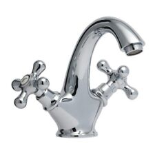 Retro Bad Armatur Waschbecken Waschtisch Mischbatterie mit Kreuzgriffen in Chrom