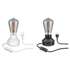 Porzellan Tischlampe TIX, rund, Stecker, Schalter, weiß + LED Lampe 240lm,