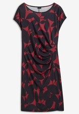 Jerseykleid aus recyceltem Polyester Gr. 40/42 Rubinrot Schwarz Mini-Kleid Neu*