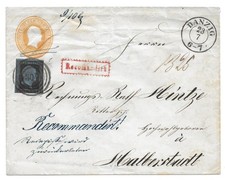 Preußen Ganzsache U3B mit ZF. als Einschreiben aus Danzig nach Halberstadt