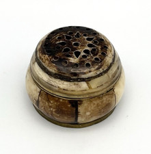 Antike Pillendose Schmuckbox Knochen Messing Tabatière Vintage Schatulle #3553