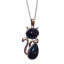 Katze Anhänger Obsidian