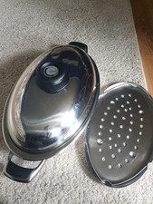 AMC Bräter Oval 3,5 Liter Induktion Fisch Pfanne Topf Hochraumdeckel +Sieb